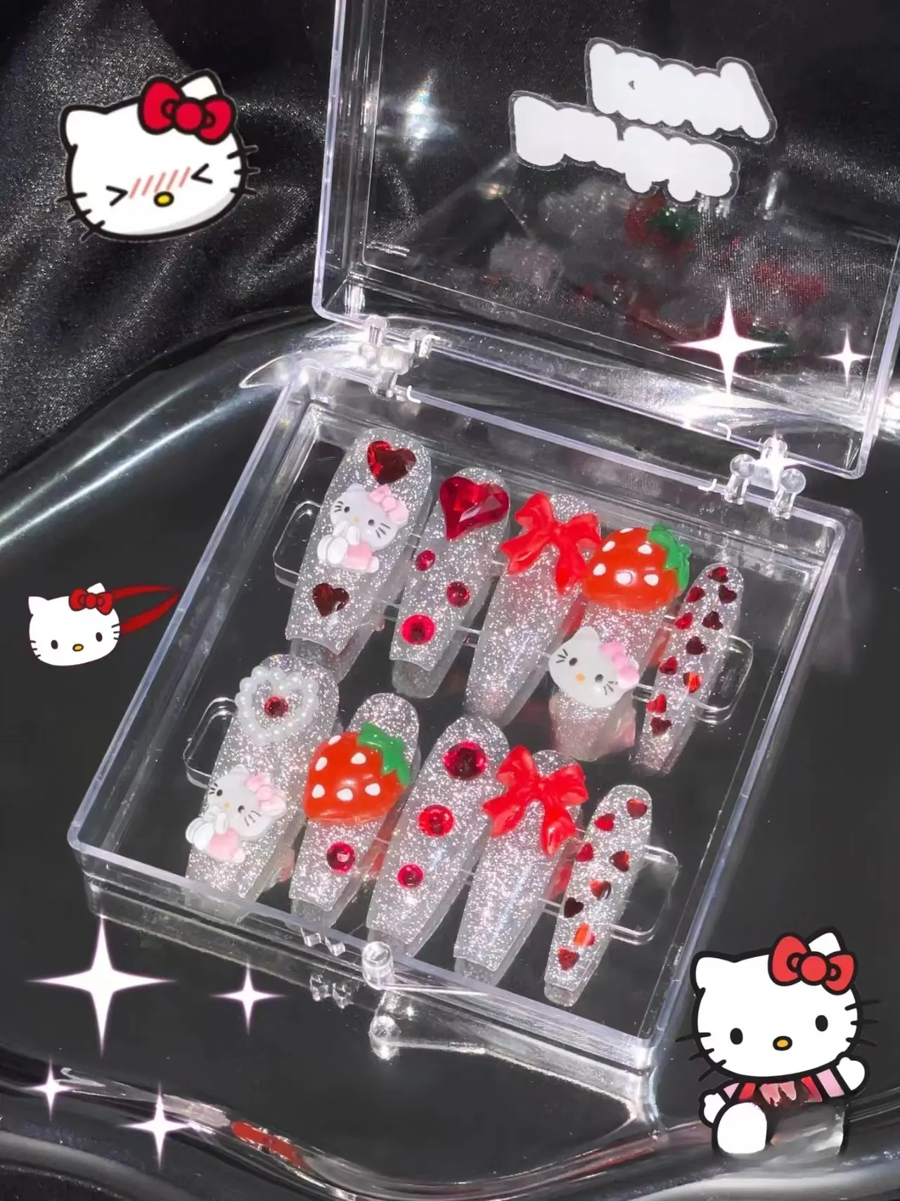 Mona design Hello Kitty unghie artificiali designer unghie fatte a mano
