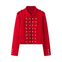 Vêtements d'été pour femmes en gros PB&ZA, style européen et américain, veste à épaulettes avec fermeture éclair et décoration métallique