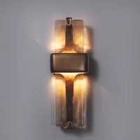 Applique murale verticale moderne en verre et cuivre à LED pour couloir, luminaire décoratif, appliques murales de couloir époustouflantes