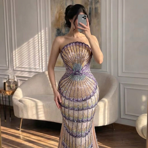 ชุดราตรีหรูหราประดับด้วยลูกปัดทรงเมอร์เมด Serene Hill LA73527 ปี 2026 ชุดเดรสเกาะอกสำหรับงานกาล่า - Product Image 3