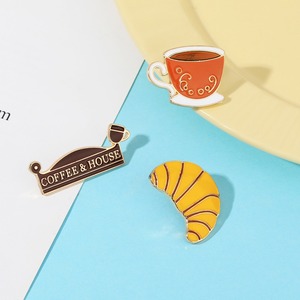 Conjunto de Pins Esmaltados de Café e Croissant, Emblema de Letra de Cafeteria, Broche de Xícara de Café para Decoração de Mochila, Jaqueta e Lapela - Product Image 4