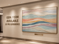 Toile texturée multicouche ondulée en pastel doux, en bas-relief, encadrée, pour mur de hall d'hôtel, vente en gros, projet personnalisé