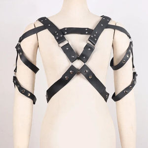Herren sexy schwarze PU Leder weste Flirten Bondage Harness Homosexuell Mann Unterwäsche Tops Nachtwäsche Sex Wear mit Dildos - Product Image 6