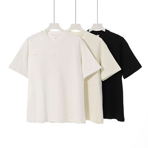 2025 verano pesado refrigeración hielo seda algodón camiseta transpirable hombro inclinado Color sólido Streetwear camiseta - Product Image 2