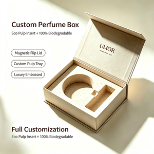 OEM Custom Biodegradable Perfume Box with <b>Pulp</b> Tray & Magnetic Closure - Embossed Logo Cardboard Luxury Gift Packaging Wholesale - Product Image 1