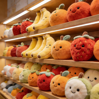Op maat gemaakte 8 inch fruitvormige aardbei, banaan, sinaasappel, appel, peer knuffels voor etalage