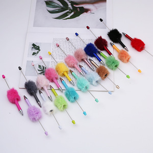 Creative DIY Plush Stylos en plastique Mignon Pom Ball Perles Pen Nouvelles Ventes pour Cadeaux pour Enfants - Product Image 6