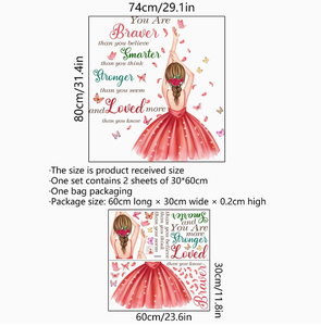 Moda bambina Slogan inglese farfalla sfondo parete camera decorazione adesivi da parete autoadesivi da parete adesivi da parete - Product Image 6