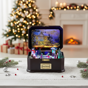 Boîte à musique avec mouvement, scène <span class=keywords><strong>de</strong></span> village <span class=keywords><strong>de</strong></span> patinage avec <span class=keywords><strong>bonhomme</strong></span> <span class=keywords><strong>de</strong></span> <span class=keywords><strong>neige</strong></span> et enfant <span class=keywords><strong>de</strong></span> <span class=keywords><strong>Noël</strong></span>, <span class=keywords><strong>chanson</strong></span> <span class=keywords><strong>de</strong></span> <span class=keywords><strong>Noël</strong></span>, en plastique et polyrésine, cadeau pour enfants - Product Image 2