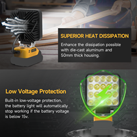 Lampu Kerja LED Portabel 60W 6000LM untuk Baterai Dewalt 20V Lampu Sorot Tanpa Kabel untuk Tempat Kerja USB Penerangan Darurat untuk Berkemah