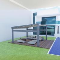 Pergola moderne avec protection UV, auvent rétractable en tissu PVC, télécommande, structure en alliage d'aluminium durable pour régions ensoleillées