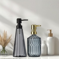 Bouteille en verre colorée réutilisable avec pompe à lotion pour lotion corporelle, shampoing, savon liquide, huile, distributeur de savon pour salle de bain et vaisselle