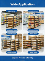 Étagère de supermarché en métal réglable en hauteur, légère, avec revêtement en poudre époxy, empilable, avec poteaux mobiles
