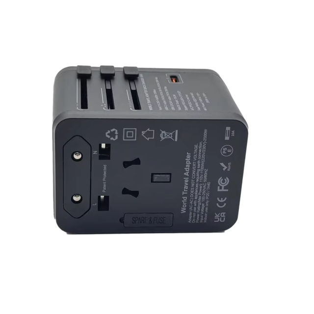 All-in-One 3.4A 3C2U Universal Travel Adapter for UK US AU EU 100W Output Power for Laptop Camera Gan Metal Multiple Model PD