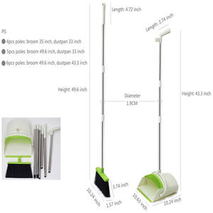 Ensemble balai et pelle à poussière pliable autoportant-Poils antistatiques pour poils d'animaux, balayeuse antiadhésive avec support <span class=keywords><strong>mural</strong></span> - Product Image 6