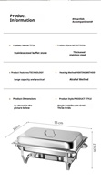 Ensemble de réchaud à buffet rectangulaire en acier inoxydable 12L pour hôtel