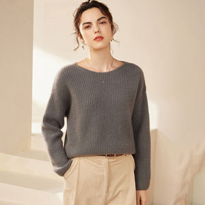 Vente chaude femmes pur cachemire Brioche-Point tricot <span class=keywords><strong>col</strong></span> <span class=keywords><strong>bateau</strong></span> épaissi <span class=keywords><strong>pull</strong></span> en cachemire <span class=keywords><strong>pull</strong></span> pour l'hiver - Product Image 5