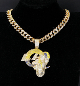 Collier pendentif en or de haute qualité personnalisé Los Angeles Rams, chaîne cubaine hip-hop pour les fans de sport - Product Image 2