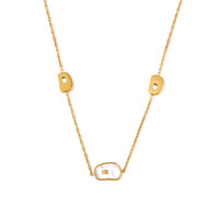 Aretas Collier à chaîne bijoux en acier inoxydable, métal plaqué or, hypoallergénique, collier à longue chaîne en coquillage naturel