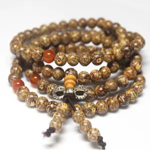 Natural silver line bodhi seeds mala prayer beads Buddhist bead bracelet buddha Meditation men fashion jewelry