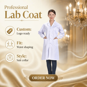 <span class=keywords><strong>Camice</strong></span> da Laboratorio in Poliestere Dacron Bianco, Manica Lunga con Logo, per Studenti, Farmacisti, Ospedali, Medici, Estetisti e Laboratori Medici - Product Image 3