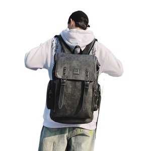 XDL Laptop <b>Backpack</b> 16 Inch Soft PU Leather Large Capacity Men's Business Travel <b>Backpack</b> Solid Color Black Gray <b>Brown</b> - Product Image 5
