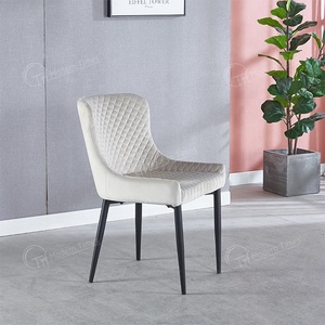 Produttore moderno sedia comoda nero lacca gambe velluto cuscino schienale ristorante sedia da pranzo - Product Image 2