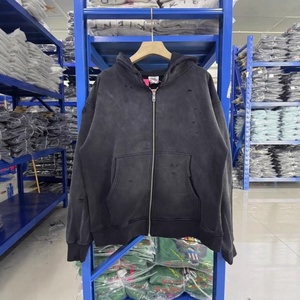 Sudadera con capucha informal para hombre, personalizada OEM, con cordón, hombros caídos, corte holgado y extragrande, estilo jersey acanalado, con efecto desgastado, descolorido, lavado y bordado - Product Image 2