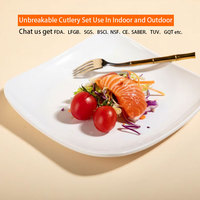 Assiettes de Table Carrées de Luxe Blanches en Mélaminé Incassable Personnalisées Écologiques pour Hôtels et Service de Restauration – Vente en Gros