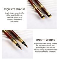 Bolígrafo de Lujo con Punta de Pincel Suave, Recargable, Metálico, para Caligrafía, Punta Fina, Negro, para Escribir, Dibujar, Firmar, Material de Arte y Papelería