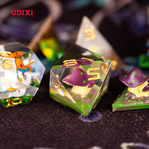 Udixi Polyhedral Customizable Dungeons &amp; Dragons 7-piece <strong>Set</strong> of sharp Edge <strong>Dice</strong> <strong>Set</strong> <strong>Colorful</strong> Mushroom Resin <strong>Dice</strong> for Rpg Game - Product Image 1