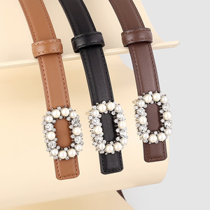 Ceinture unisexe en cuir de vachette véritable avec strass personnalisable sangle fine polyvalente directement du Pakistan - Product Image 1