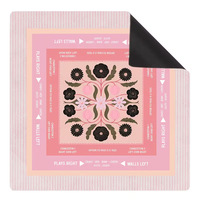 Tapis de Mahjong Floral Chinois Enroulable Antidérapant Housse de Table Décor Chinoiserie Jeu de Mahjong Américain en Velours Cristal