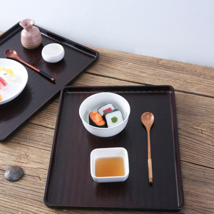 Square Two-Tone Imitation Bamboo Woven Pattern Tea <b>Tray</b> Coffee <b>Tray</b> <b>Dinner</b> Plate Drop Resistant Hotel Food Serving <b>Trays</b> - Product Image 4
