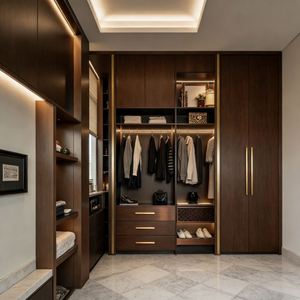 Armoire suspendue de grande taille de style moderne BALOM, personnalisée, multi-niveaux, pour chambre à coucher, armoire de luxe avec vitrine en verre - Product Image 5