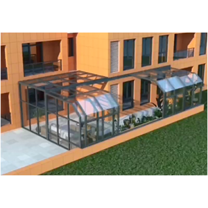 8x12ft Modern açık ev hareketli galvanizli çelik Sunroom eğimli çatı çerçevesiz cam bölme duvar su geçirmez alüminyum - Product Image 6