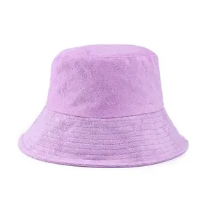 도매면 양질의 테리 타월 버킷 모자 인쇄 또는 자수 맞춤 로고 벨벳 캡
