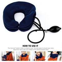 Collier cervical gonflable de traction de cou réglable à 3 tubes pour le soulagement de la douleur au cou