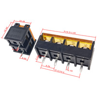 Bloc de bornes de barrière industrielle pour PCB, pas de 9,5 mm, 20 A - Barrette d'alimentation à vis noire avec ou sans couvercle 2-12P
