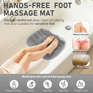 Custom logo Body Cleaner Silicone <b>Foot</b> <b>Scrubber</b> Non-Slip <b>Foot</b> Massager Mat Soft Comfy Bristles Black <b>Foot</b> Exfoliating Brush - Product Image 4