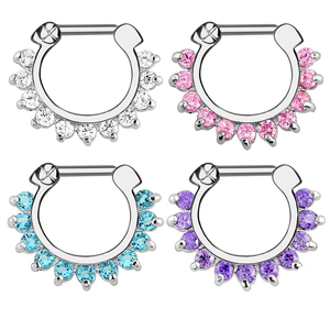 1 unidad de <span class=keywords><strong>Piercing</strong></span> de Acero Inoxidable con Zirconia, Estilo Tribal, tipo Clicker, para Nariz, Septum, Pezón, Oreja, Anillo de Boda, Joyería Encantadora 16g - Product Image 2