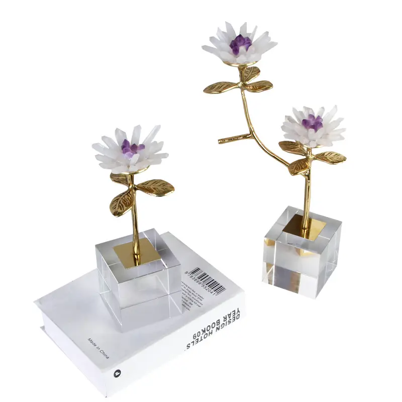 Moderne Middelpunt Woonkamer Decor Bloem Accessoires Paarse Kristallen Ornamenten Voor Huizen