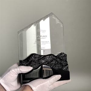 <span class=keywords><strong>ADL</strong></span> New Design Mountain Peak – trophée en verre de cristal noir et blanc avec Base en pierre pour le premier trophée - Product Image 5