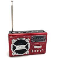 Mini radio portable chinoise Xbass en plastique, alimentée par USB, avec lampe torche LED, radio AM/FM SW, lecteur MP3 sans fil et haut-parleur de basses