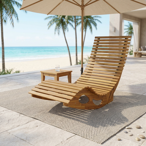 Meilleures ventes - Chaise longue à bascule en bois d'acacia massif, mobilier de jardin moderne et luxueux, matériau écologique, pour villa, parc, jardin - Product Image 6