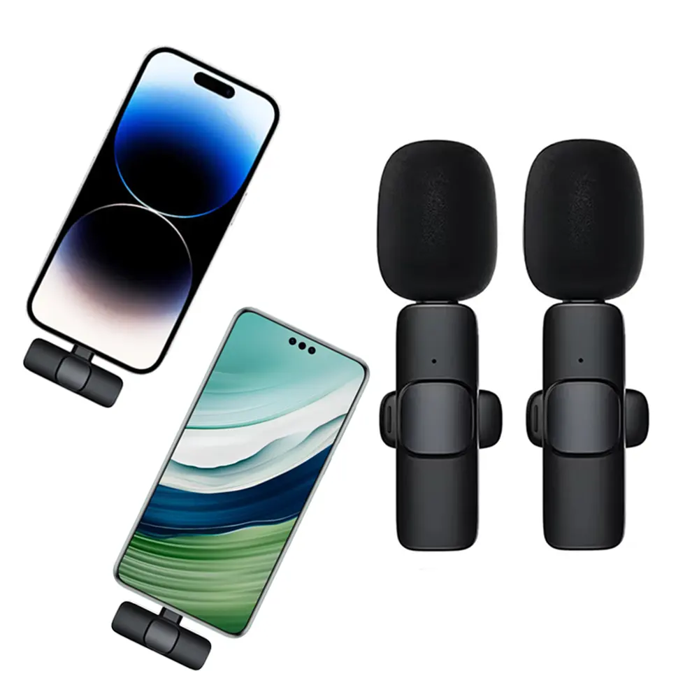 K9 mikrofon Lavalier nirkabel portabel, mikrofon Mini rekaman Video Audio kompak untuk ponsel Android PC kamera Live Gaming