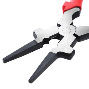 Ergonomic <strong>Long</strong> <strong>Nose</strong> MIG Welding Plier Rounded Hammer Face Serrated Jaw Surface Spring Loaded Vinyl Coated Handle for DIY OEM - Product Image 4
