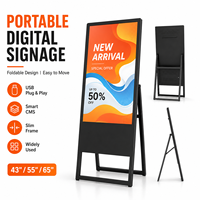 Écran tactile LCD portable ultra-fin de 32 à 43 pouces, support de sol pliable, affichage d'animations pour restaurant/magasin