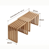Table à manger extensible convertible de style nordique en bois massif avec bord en chêne, table de cuisine avec banc pliant pour appartement et maison