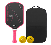Raquette de pickleball en fibre de carbone T700 rose rouge et noire, surface texturée givrée de 16 mm, raquette professionnelle personnalisée OEM